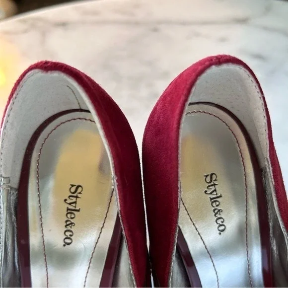 Style Co Womens Cherry Red Suede Mary Jane Patent Leather Shoes Size 7 M - Picture 8 of 16